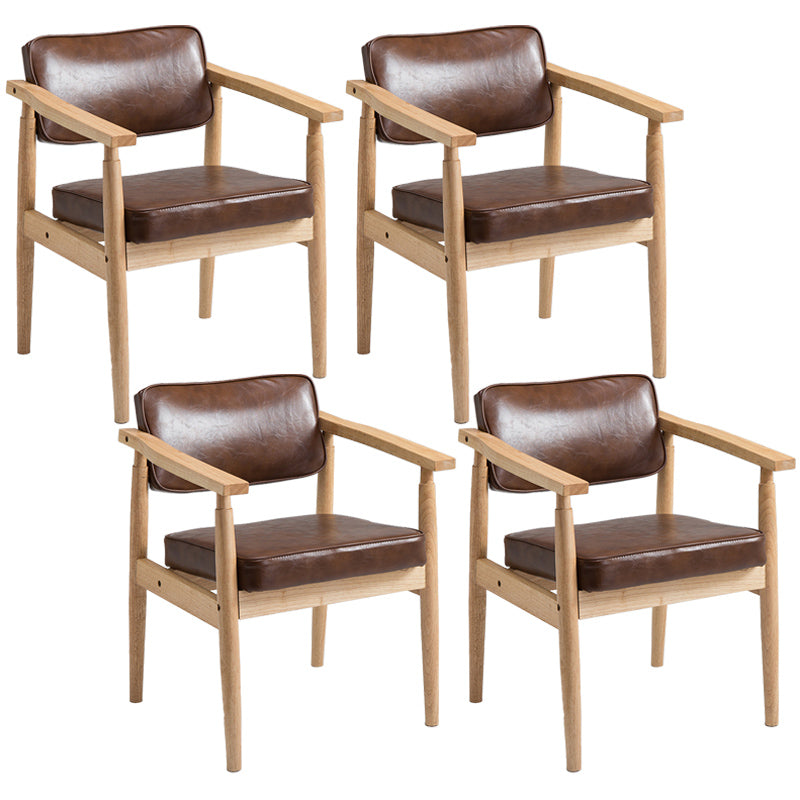 Country Style Indoor Arm Chair Open Back Wood Upholstered Dining Room Chair