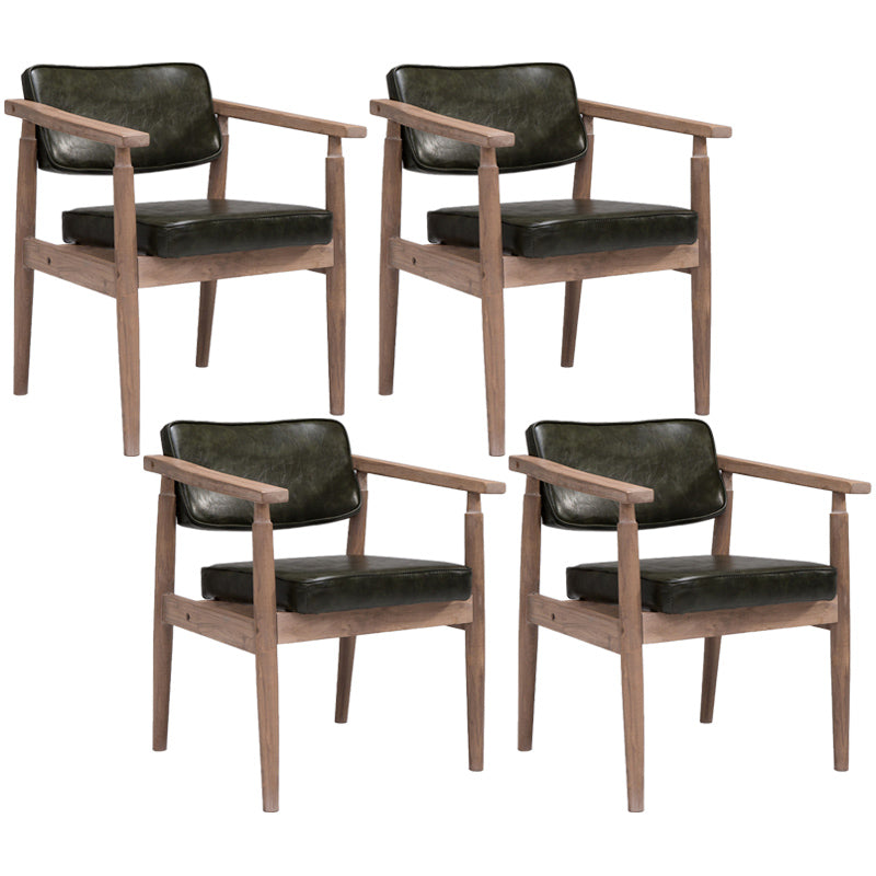 Country Style Indoor Arm Chair Open Back Wood Upholstered Dining Room Chair