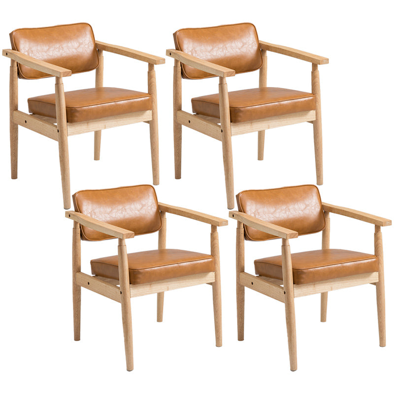 Country Style Indoor Arm Chair Open Back Wood Upholstered Dining Room Chair