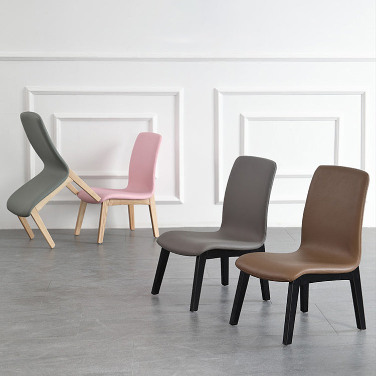 Scandinavian Style Ash Wood Dining Side Chair Solid Back Armless Chair for Home Use