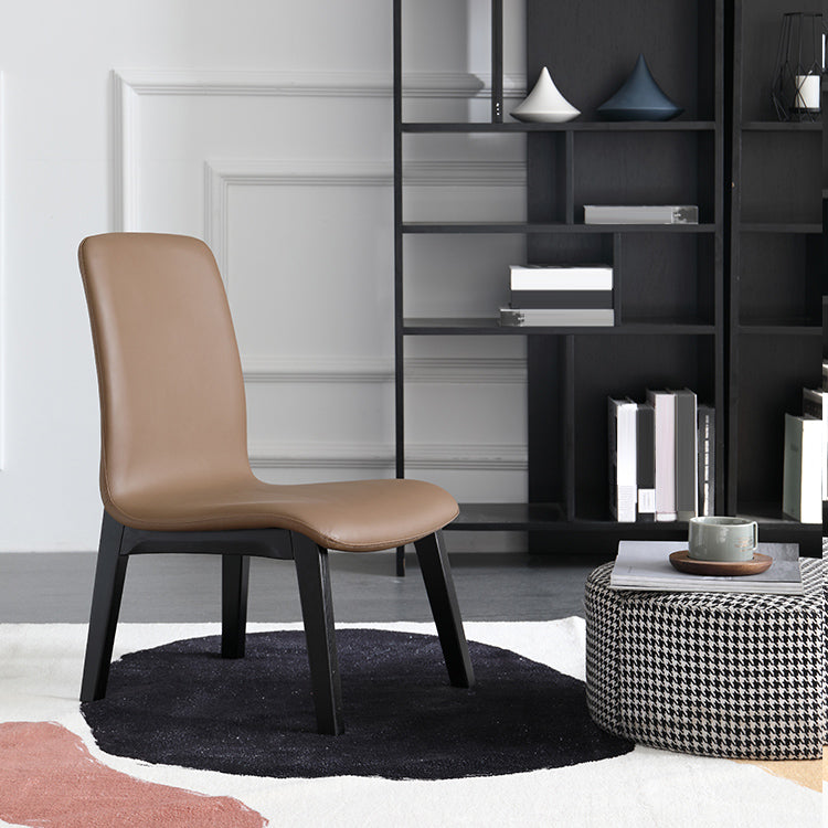 Scandinavian Style Ash Wood Dining Side Chair Solid Back Armless Chair for Home Use