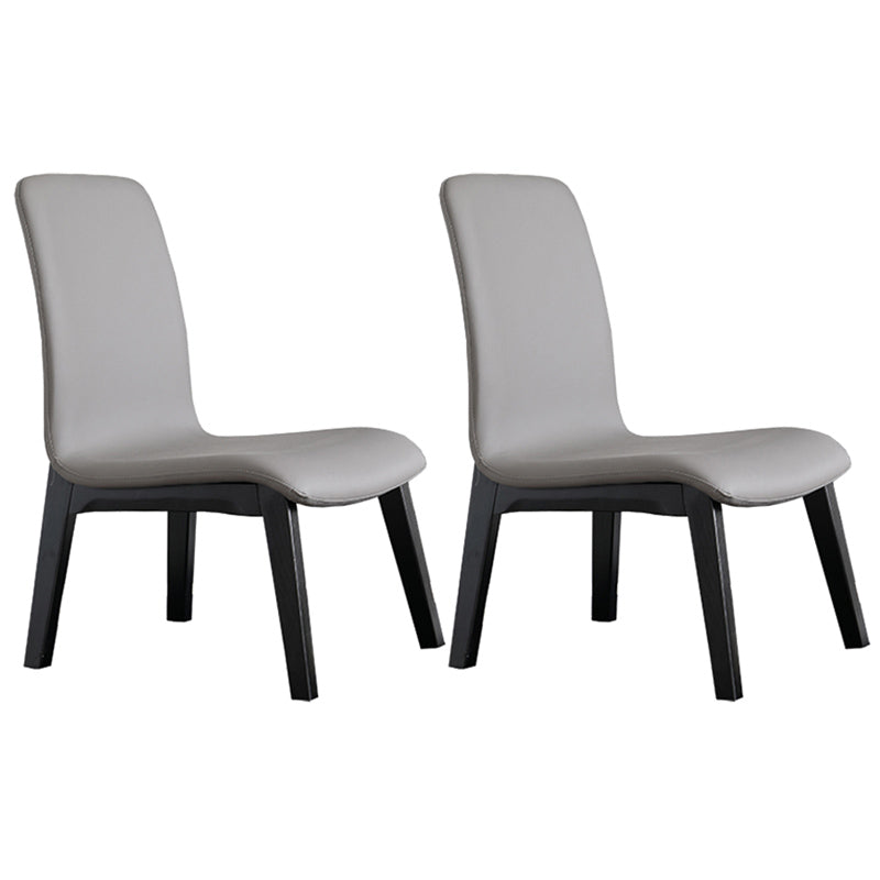 Scandinavian Style Ash Wood Dining Side Chair Solid Back Armless Chair for Home Use