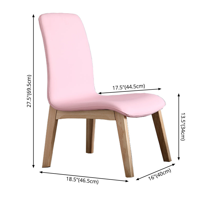 Scandinavian Style Ash Wood Dining Side Chair Solid Back Armless Chair for Home Use