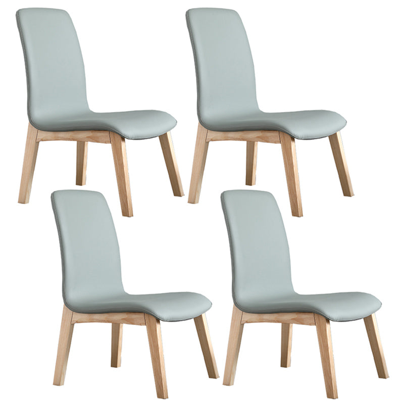 Scandinavian Style Ash Wood Dining Side Chair Solid Back Armless Chair for Home Use