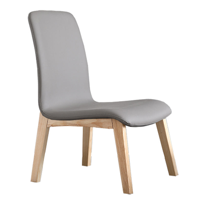 Scandinavian Style Ash Wood Dining Side Chair Solid Back Armless Chair for Home Use