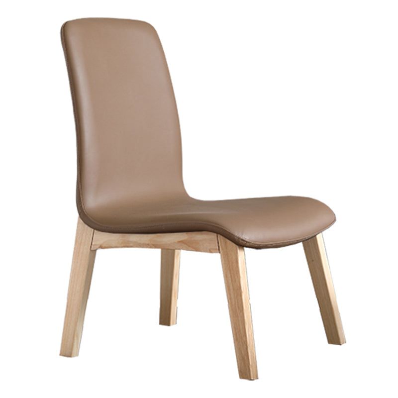 Scandinavian Style Ash Wood Dining Side Chair Solid Back Armless Chair for Home Use