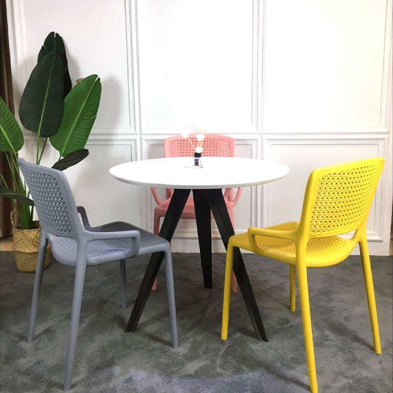 Contemporary Home Arm Chair Stackable Open Back Plastic Dining Room Chair
