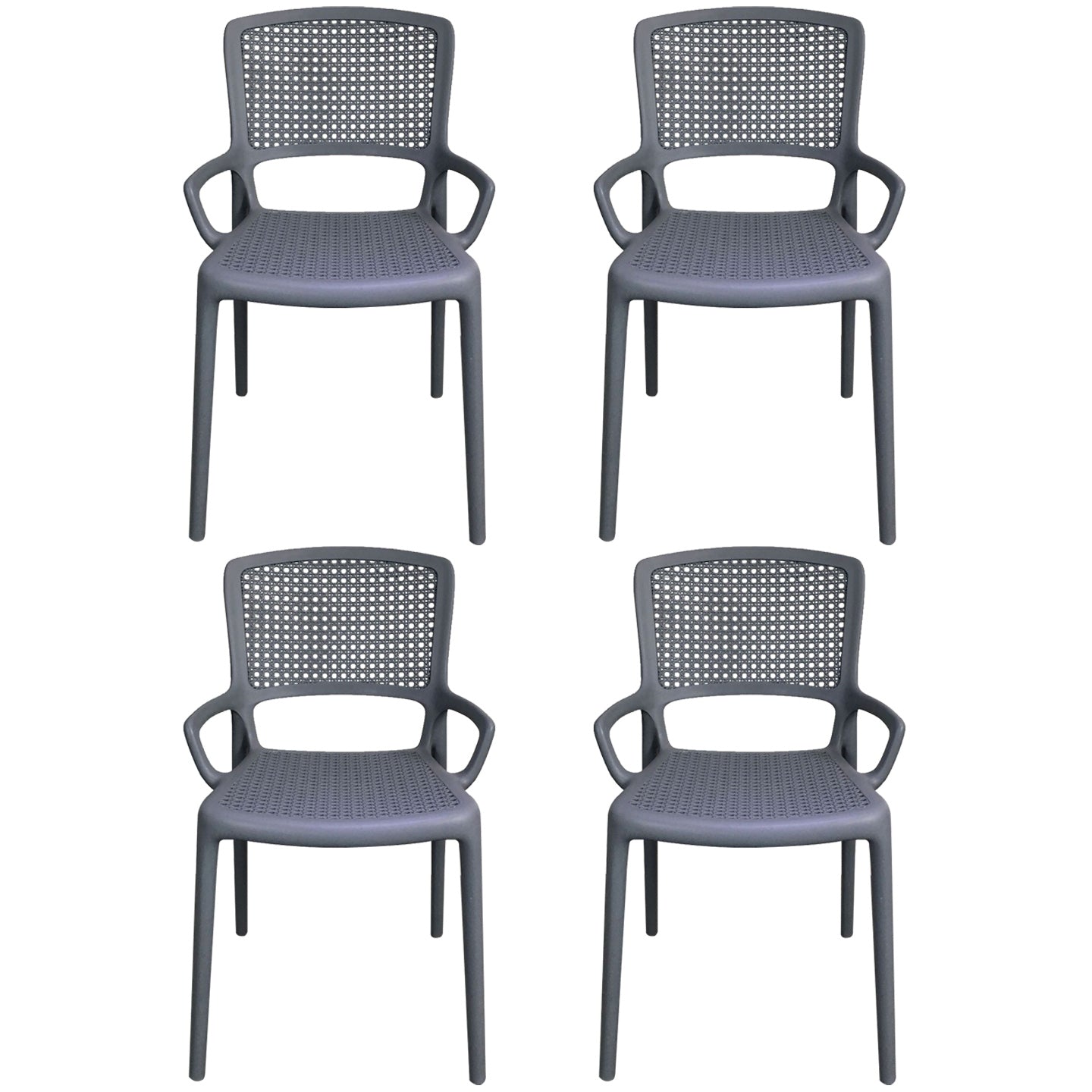 Contemporary Home Arm Chair Stackable Open Back Plastic Dining Room Chair