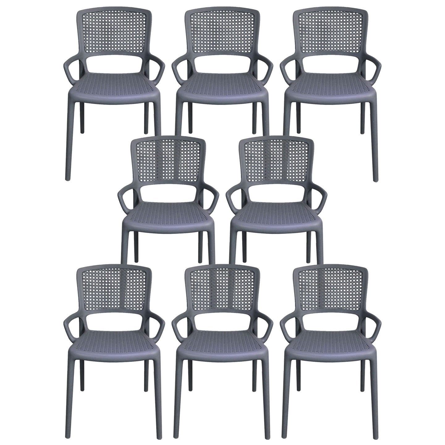 Contemporary Home Arm Chair Stackable Open Back Plastic Dining Room Chair