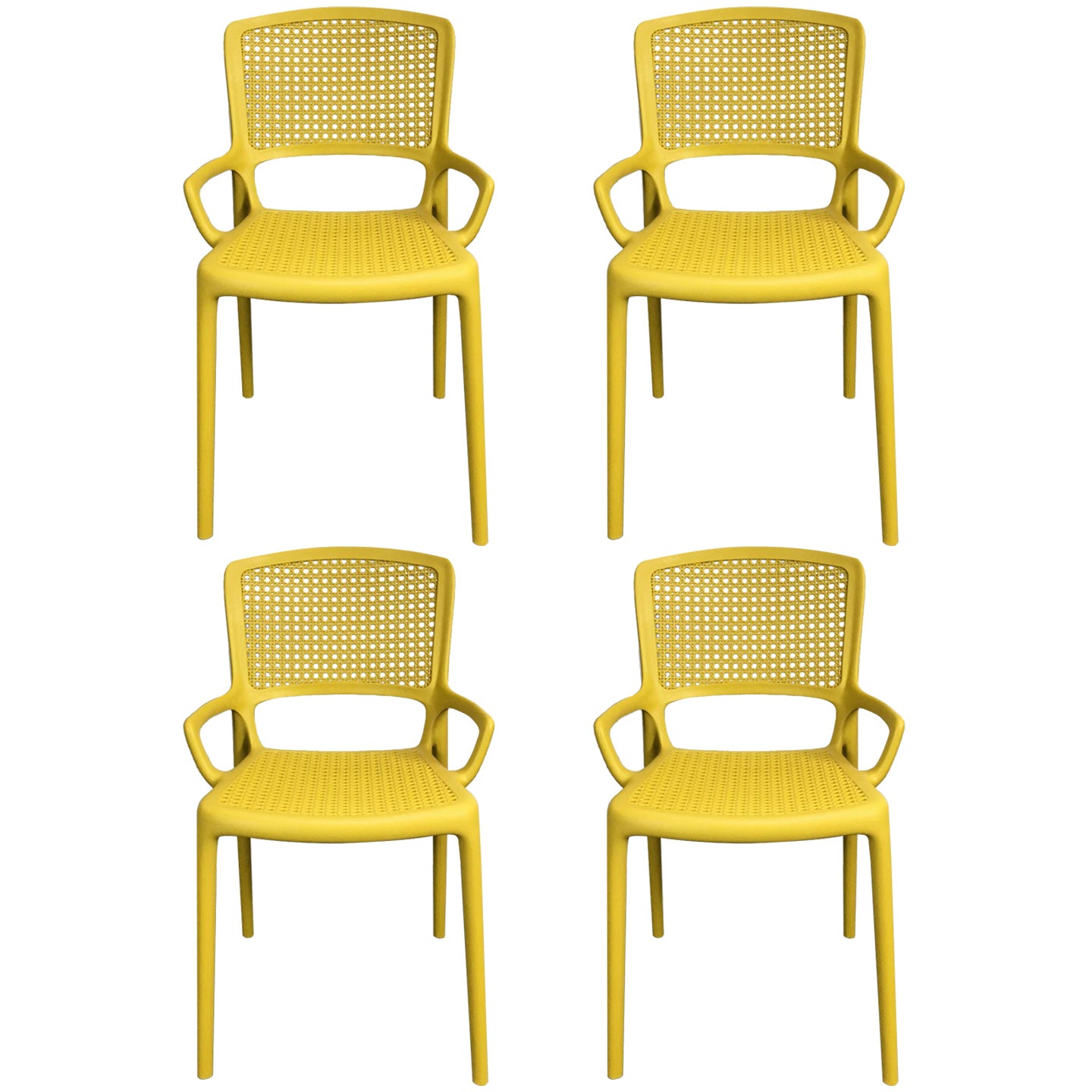 Contemporary Home Arm Chair Stackable Open Back Plastic Dining Room Chair