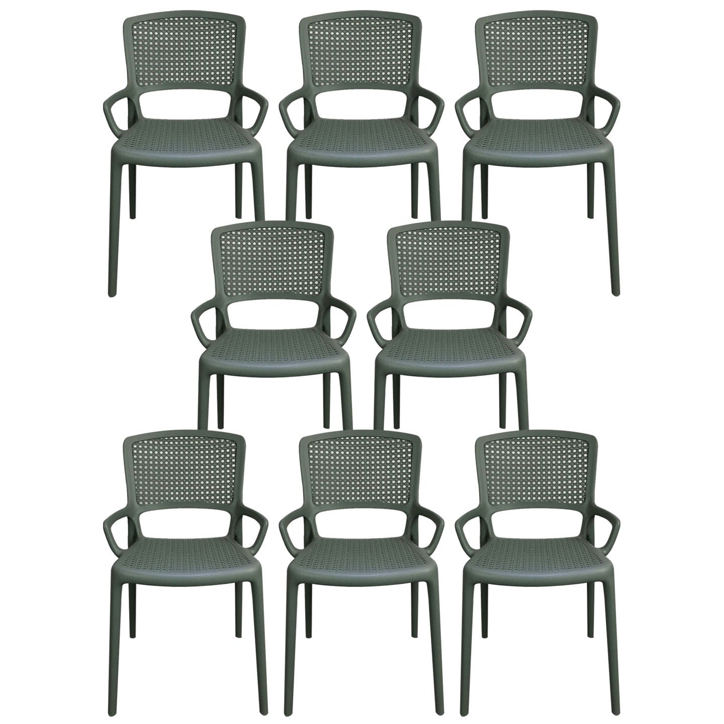Contemporary Home Arm Chair Stackable Open Back Plastic Dining Room Chair