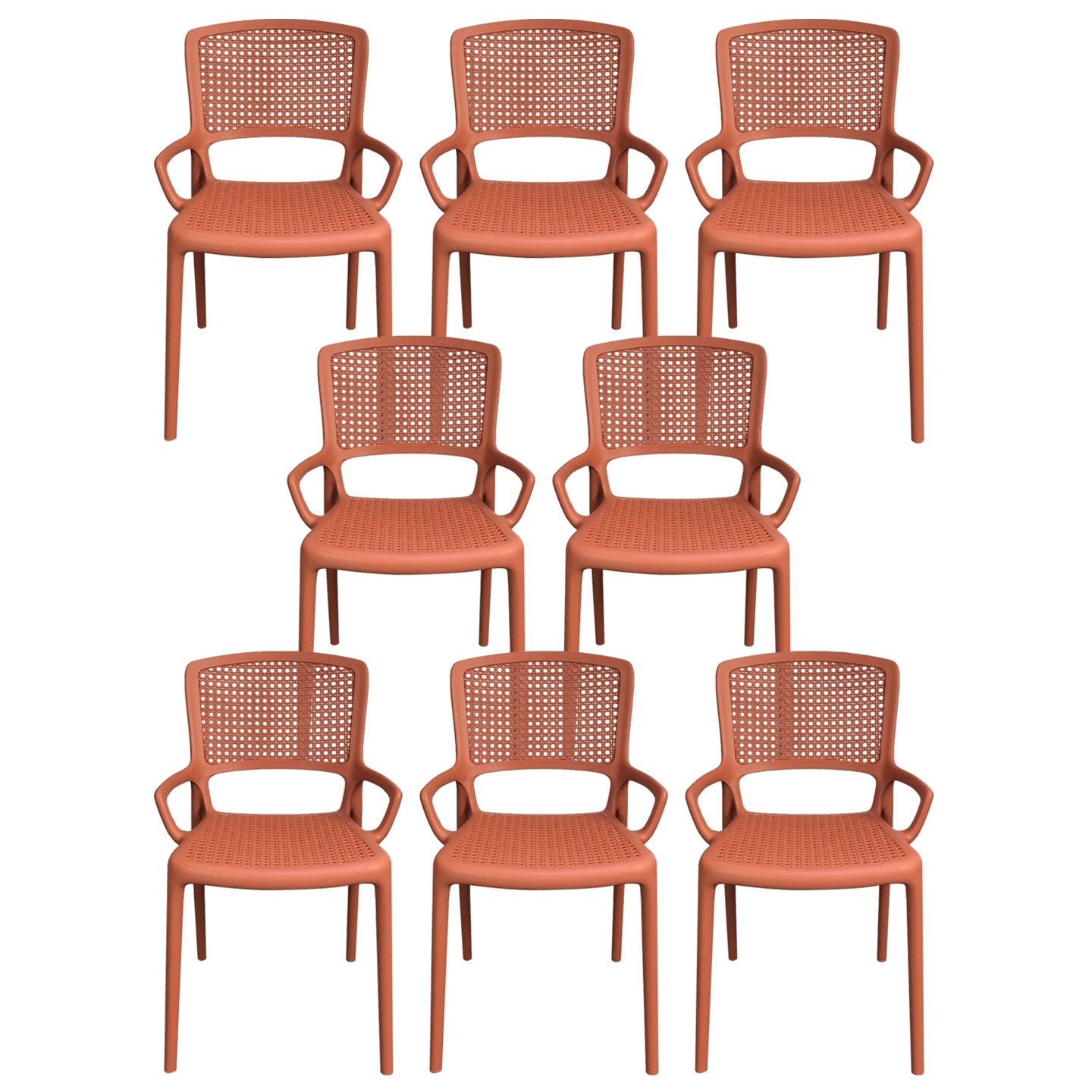 Contemporary Home Arm Chair Stackable Open Back Plastic Dining Room Chair