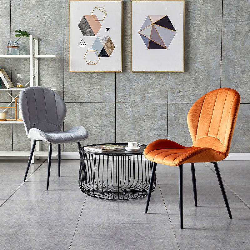 Home Scandinavian Side Chair Wingback Metal Upholstered Dining Room Chair
