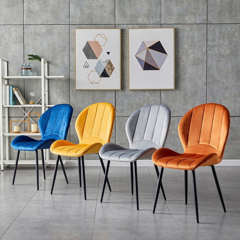 Home Scandinavian Side Chair Wingback Metal Upholstered Dining Room Chair