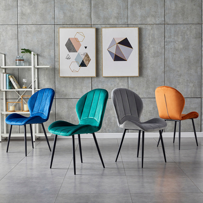 Home Scandinavian Side Chair Wingback Metal Upholstered Dining Room Chair