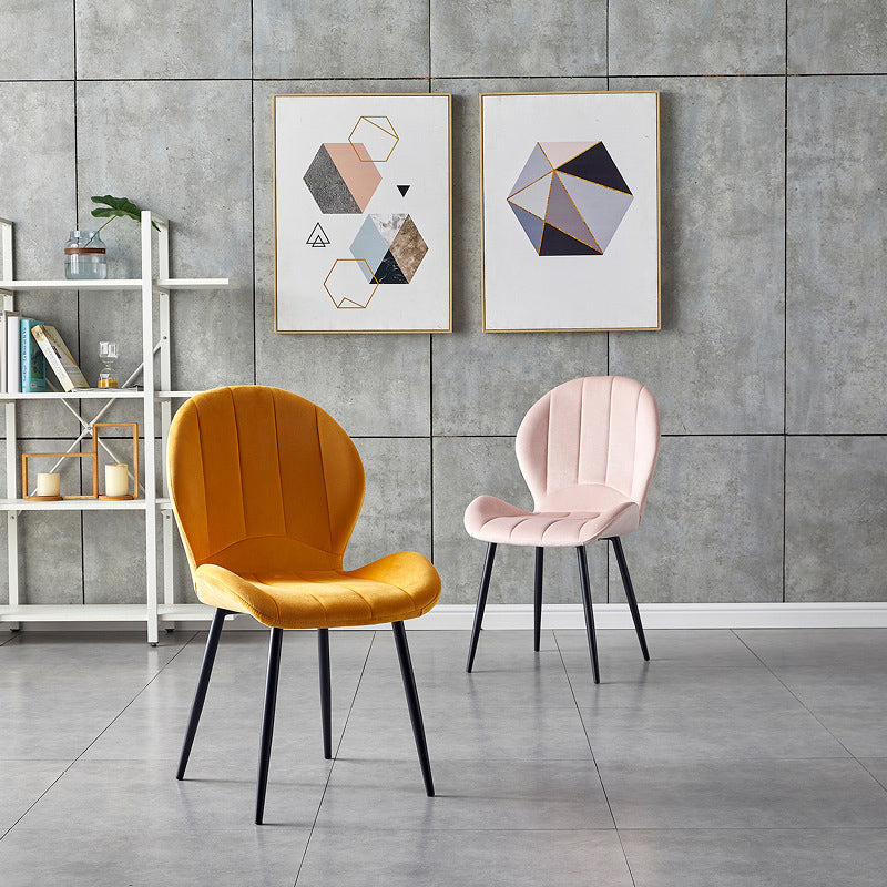 Home Scandinavian Side Chair Wingback Metal Upholstered Dining Room Chair