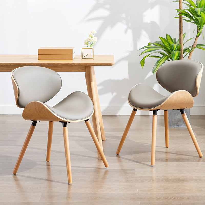 Contemporary Style Leather Dining Chair Open Back Dining Side Chair for Kitchen