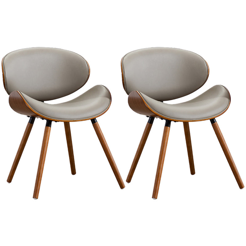Contemporary Style Leather Dining Chair Open Back Dining Side Chair for Kitchen