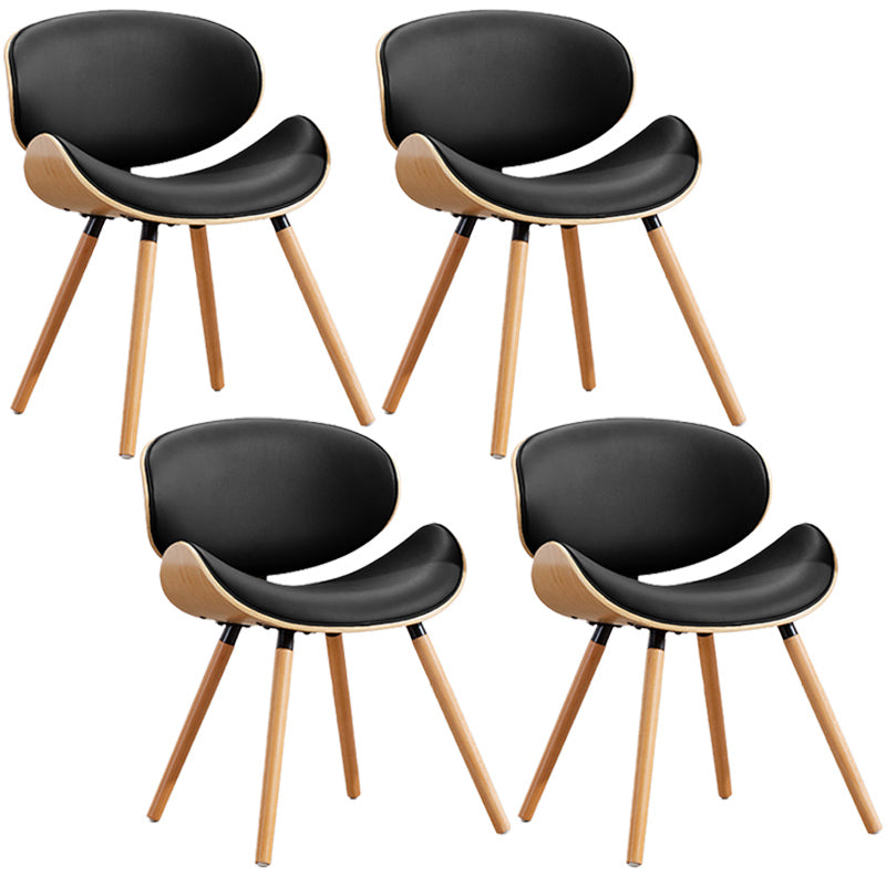 Contemporary Style Leather Dining Chair Open Back Dining Side Chair for Kitchen