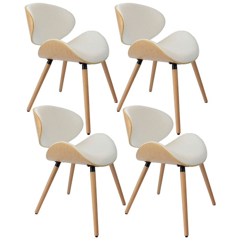 Contemporary Style Leather Dining Chair Open Back Dining Side Chair for Kitchen