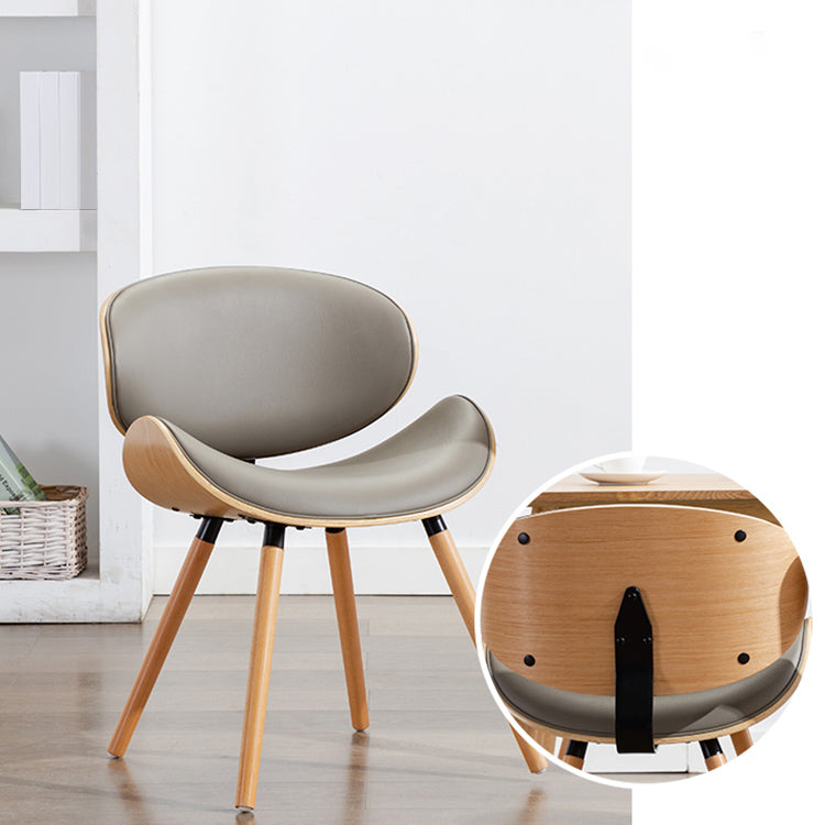 Contemporary Style Leather Dining Chair Open Back Dining Side Chair for Kitchen
