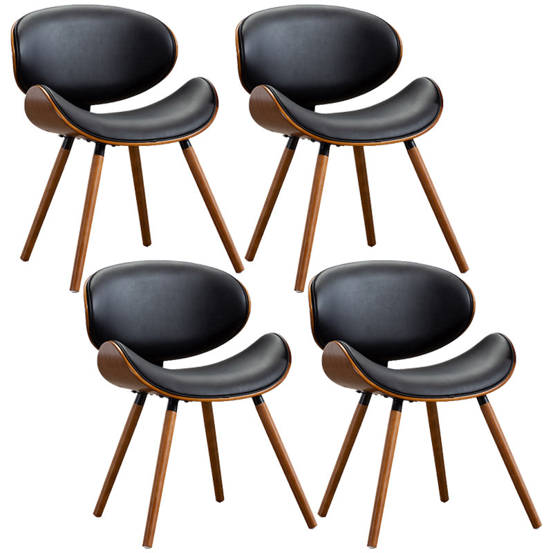 Contemporary Style Leather Dining Chair Open Back Dining Side Chair for Kitchen