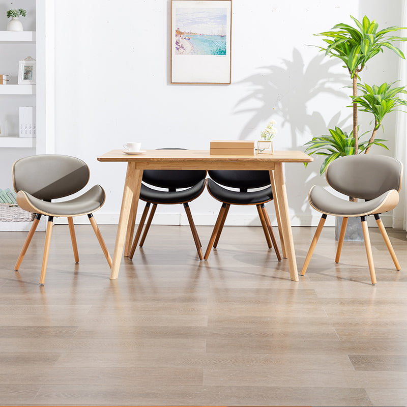 Contemporary Style Leather Dining Chair Open Back Dining Side Chair for Kitchen