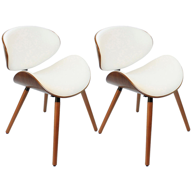 Contemporary Style Leather Dining Chair Open Back Dining Side Chair for Kitchen