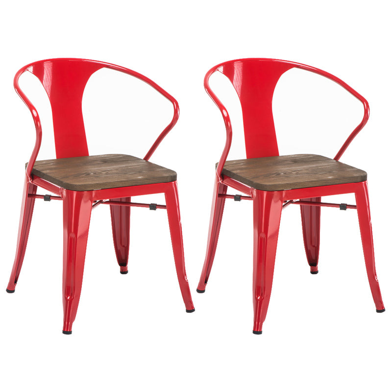 Slat Back Dining Arm Chair with Metal Legs Industrial Dining Armchairs for Coffee Bar