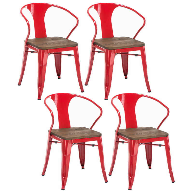 Slat Back Dining Arm Chair with Metal Legs Industrial Dining Armchairs for Coffee Bar