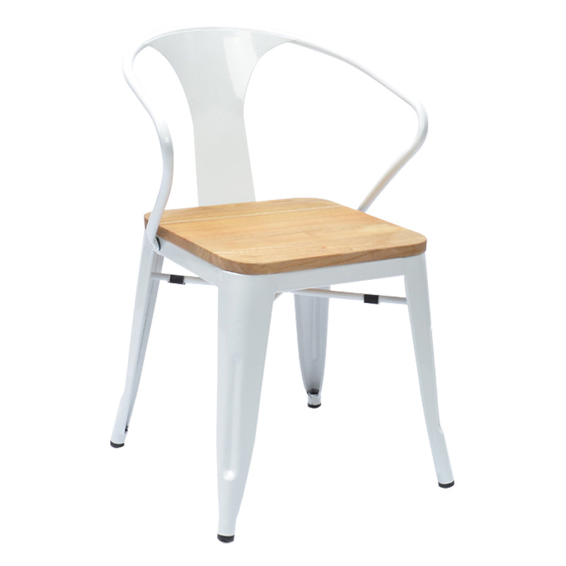 Slat Back Dining Arm Chair with Metal Legs Industrial Dining Armchairs for Coffee Bar