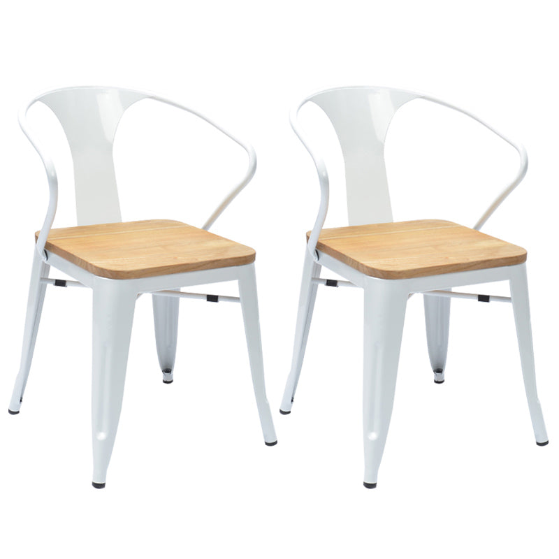 Slat Back Dining Arm Chair with Metal Legs Industrial Dining Armchairs for Coffee Bar