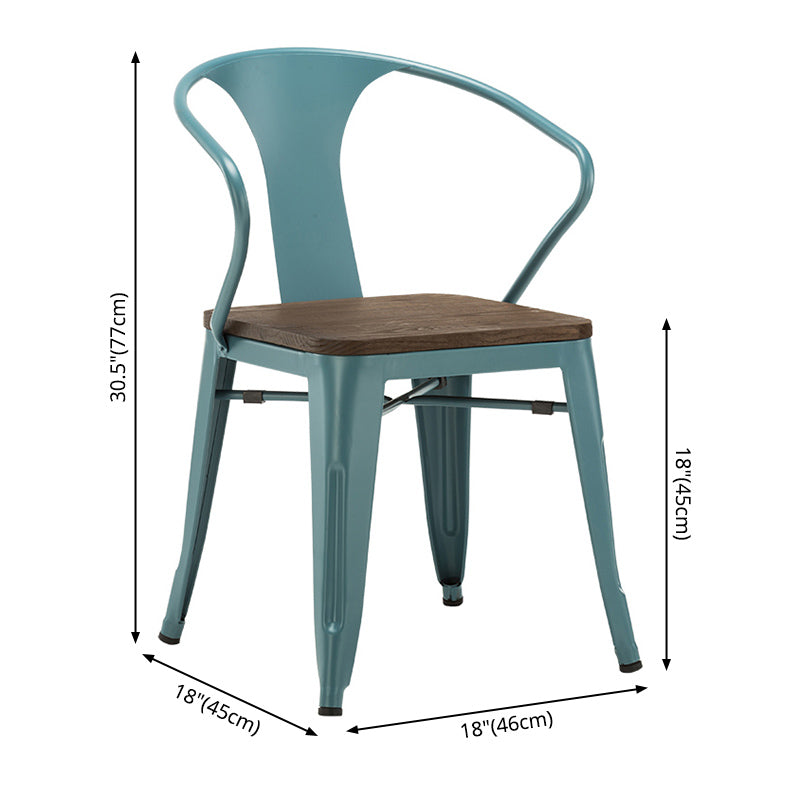 Slat Back Dining Arm Chair with Metal Legs Industrial Dining Armchairs for Coffee Bar