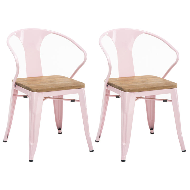 Slat Back Dining Arm Chair with Metal Legs Industrial Dining Armchairs for Coffee Bar
