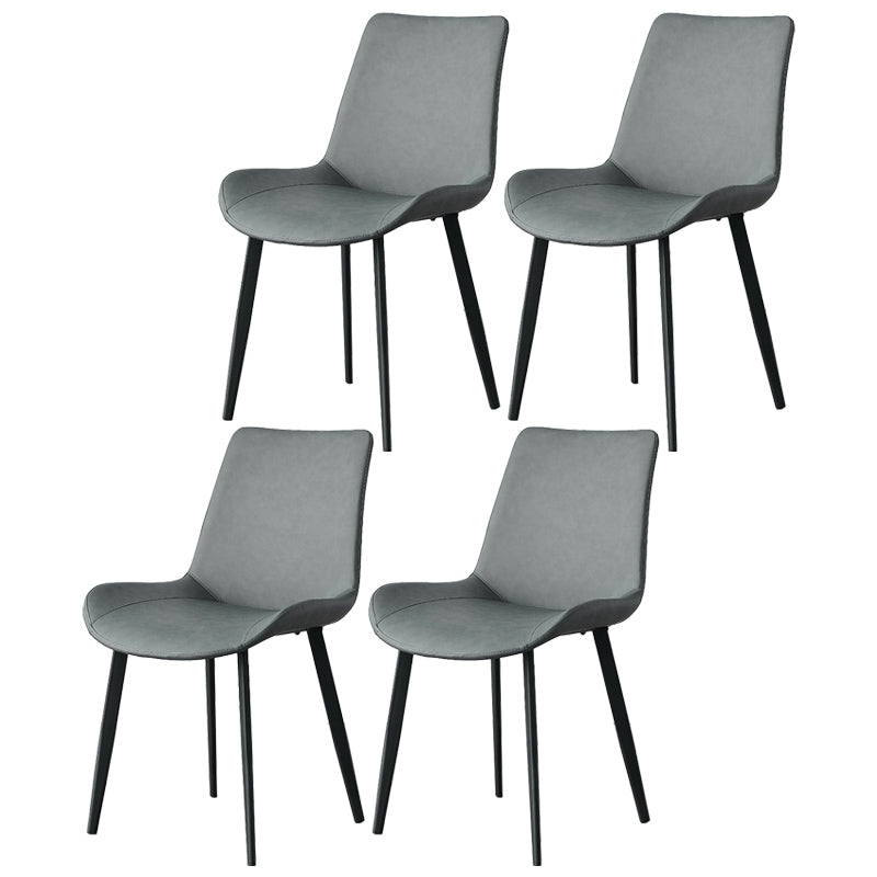 Contemporary Metal Dining Room Chairs Armless Leather Dining Chairs for Home Use