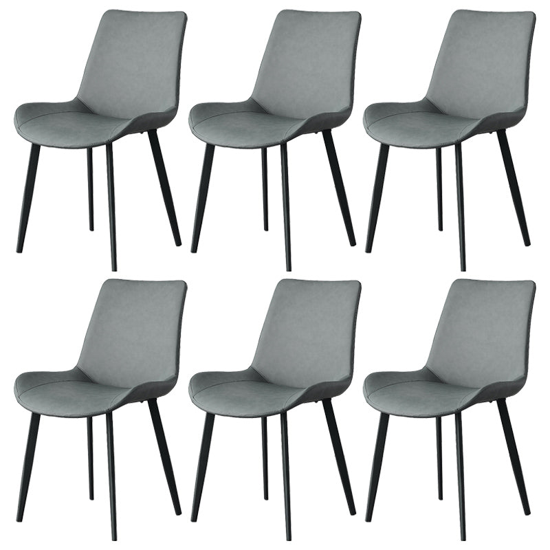 Contemporary Metal Dining Room Chairs Armless Leather Dining Chairs for Home Use