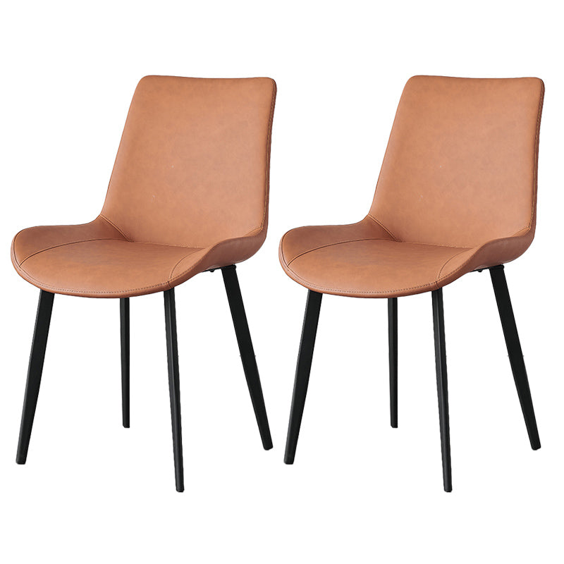 La salle à manger contemporaine en métal préside les chaises de salle à manger en cuir sans bras pour l'usage à la maison