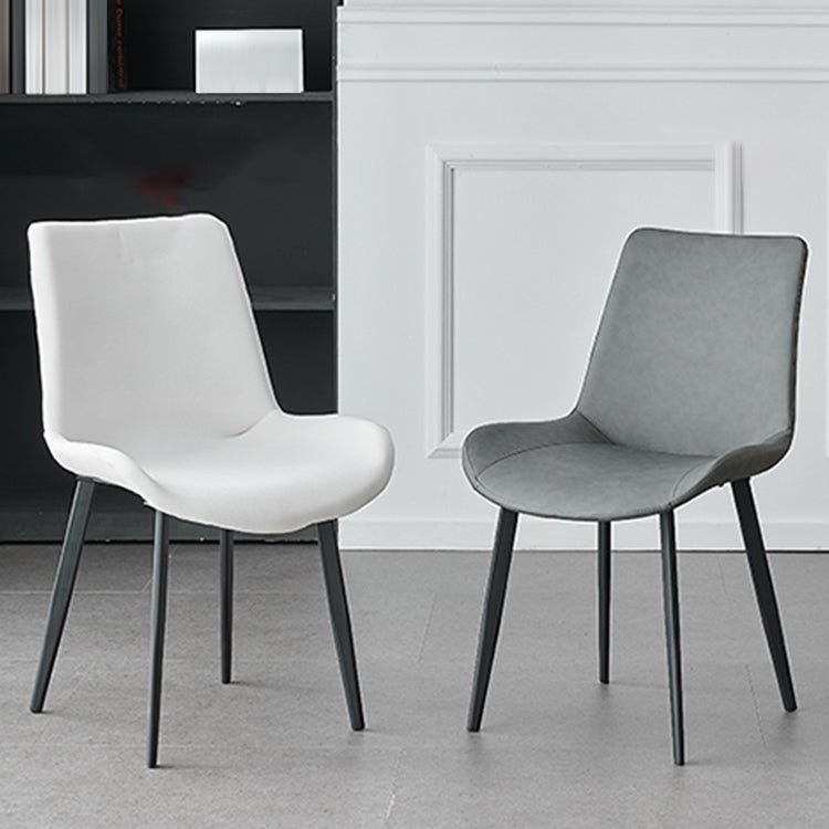 Contemporary Metal Dining Room Chairs Armless Leather Dining Chairs for Home Use