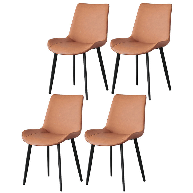 Contemporary Metal Dining Room Chairs Armless Leather Dining Chairs for Home Use