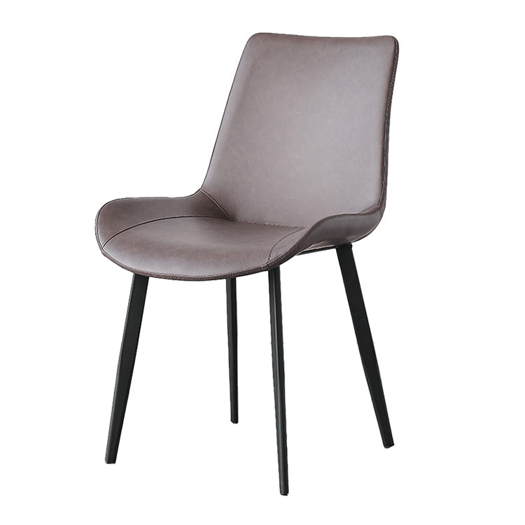 Contemporary Metal Dining Room Chairs Armless Leather Dining Chairs for Home Use