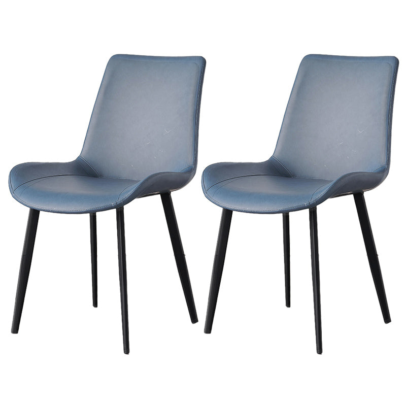 Contemporary Metal Dining Room Chairs Armless Leather Dining Chairs for Home Use