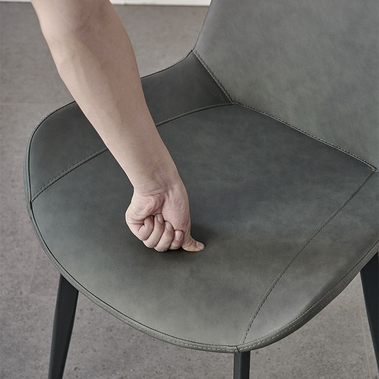 Contemporary Metal Dining Room Chairs Armless Leather Dining Chairs for Home Use