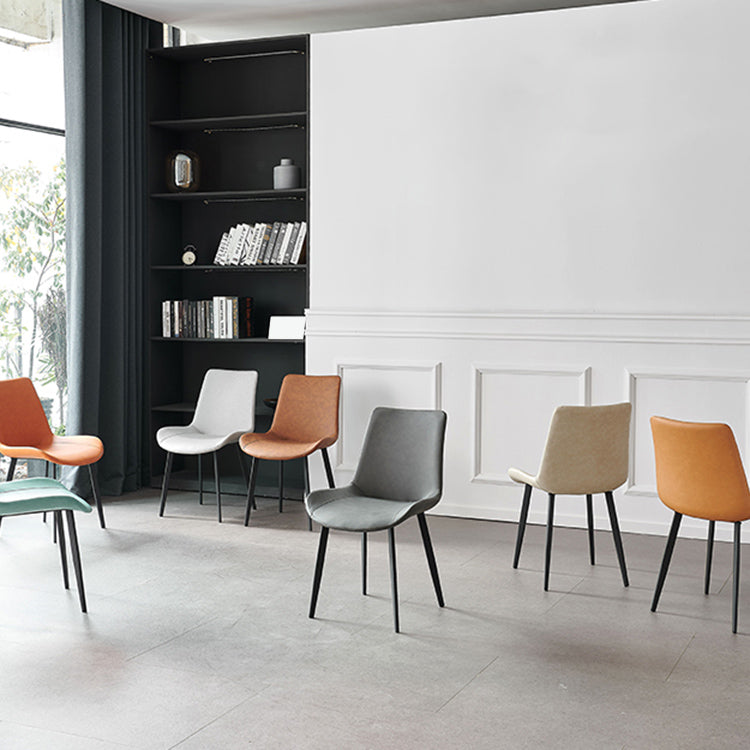 Contemporary Metal Dining Room Chairs Armless Leather Dining Chairs for Home Use