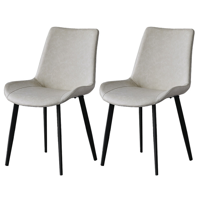 Contemporary Metal Dining Room Chairs Armless Leather Dining Chairs for Home Use