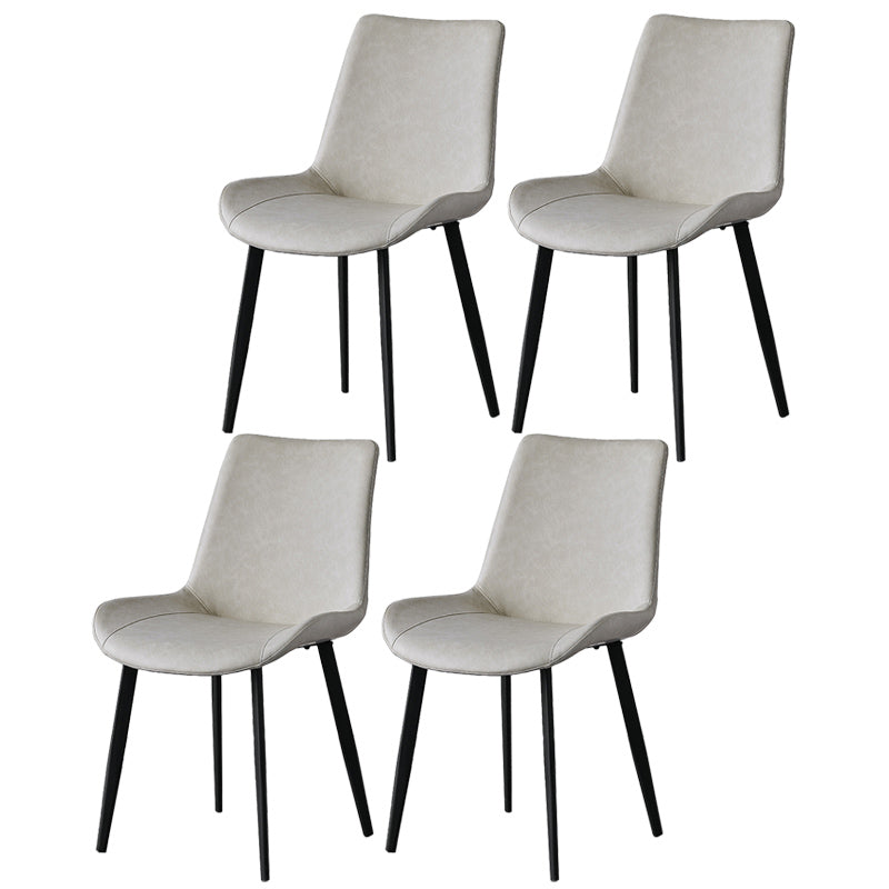 Contemporary Metal Dining Room Chairs Armless Leather Dining Chairs for Home Use