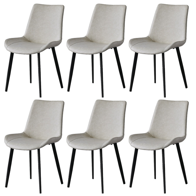 Contemporary Metal Dining Room Chairs Armless Leather Dining Chairs for Home Use