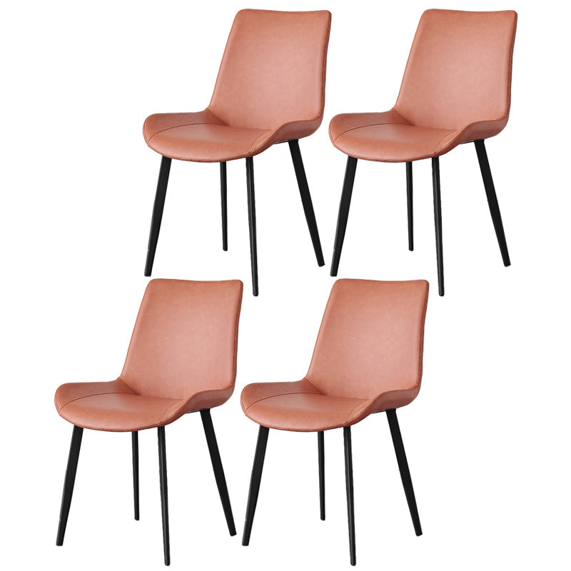 Contemporary Metal Dining Room Chairs Armless Leather Dining Chairs for Home Use