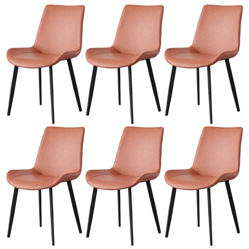 Contemporary Metal Dining Room Chairs Armless Leather Dining Chairs for Home Use