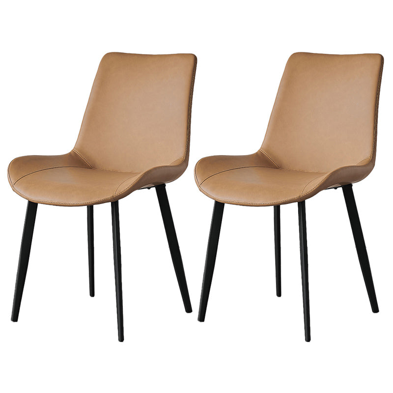 La salle à manger contemporaine en métal préside les chaises de salle à manger en cuir sans bras pour l'usage à la maison