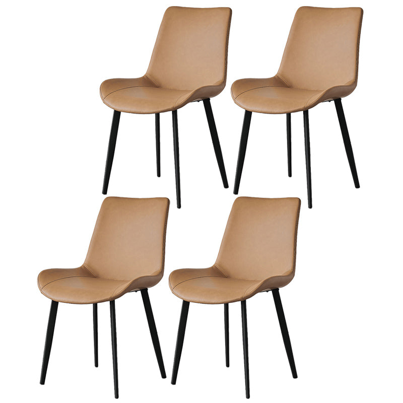 Contemporary Metal Dining Room Chairs Armless Leather Dining Chairs for Home Use